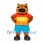 Bear Mascot Costume with Orange Striped Shirt and Turquoise Shorts