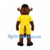 Bull Mascot Costume in Brown with Yellow Sports Uniform