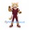 Cougar Mascot Costume with Burgundy Sports Uniform and Green Eyes