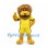 Lion Mascot Costume with Shaggy Brown Mane and Yellow Sports Uniform