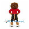 Lion Mascot Costume with Red Shirt and Black Sports Pants