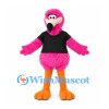 Flamingo Mascot Costume in Pink with Black Shirt