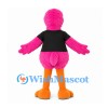 Flamingo Mascot Costume in Pink with Black Shirt