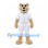 Cougar Mascot Costume in Beige with White Baseball Uniform