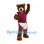 Bear Mascot Costume with Black Headband and Burgundy Sports Uniform