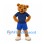 Bear Mascot Costume in Golden Brown with Navy Shirt and Blue Shorts