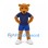 Bear Mascot Costume in Brown with Navy Shirt and Blue Trimmed Shorts