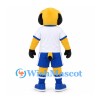 Dog Mascot Costume in Yellow with White Shirt and Blue Shorts