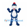 Dragon Mascot Costume in Navy Blue with Red Crest and White Belly