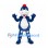 Dragon Mascot Costume in Navy Blue with Red Crest and White Belly