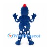 Dragon Mascot Costume in Navy Blue with Red Crest and White Belly