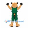 Lynx Mascot Costume in Tan with Green Basketball Uniform