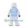 Yeti Mascot Costume in White with Blue Striped Shirt and White Shorts
