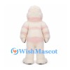 Yeti Mascot Costume in Cream with Pink Stripes