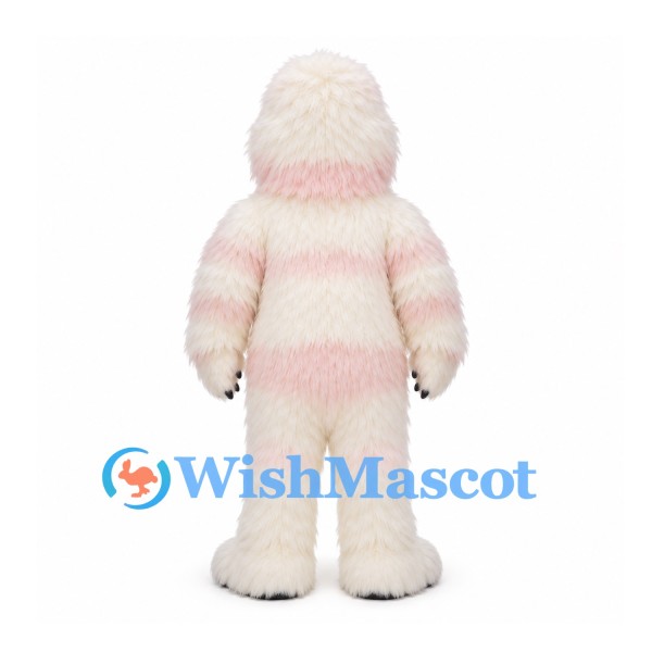 Yeti Mascot Costume in Cream with Pink Stripes