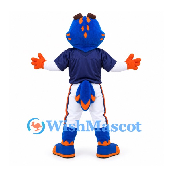 Bird Mascot Costume in Blue with Navy Baseball Shirt and White Pants
