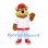 Bear Mascot Costume in Brown with Red Cap and White Baseball Uniform