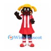 Dog Mascot Costume with Yellow Pigtails and Red Striped Cheer Dress