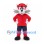 Cat Mascot Costume in Red with White Cheeks and Navy Shorts