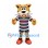 Tiger Mascot Costume with Green and Burgundy Striped Sports Uniform