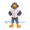 Gray Bird Mascot Costume with White Baseball Shirt and Yellow Beak