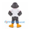 Gray Bird Mascot Costume with White Baseball Shirt and Yellow Beak