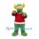Monster Mascot Costume in Green with Yellow Horns and Red Sports Shirt