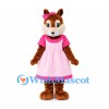 Squirrel Mascot Costume in Brown with Pink Dress and Hair Bow