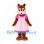 Squirrel Mascot Costume in Brown with Pink Dress and Hair Bow