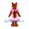 Squirrel Mascot Costume in Brown with Pink Dress and Hair Bow