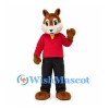 Squirrel Mascot Costume in Brown with Red Shirt and Black Pants