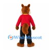 Squirrel Mascot Costume in Brown with Red Shirt and Black Pants