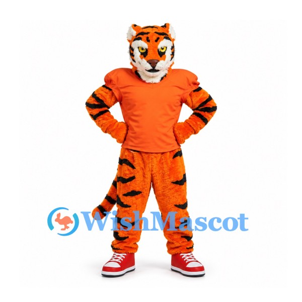 Tiger Mascot Costume in Orange with Matching Shirt and Striped Legs