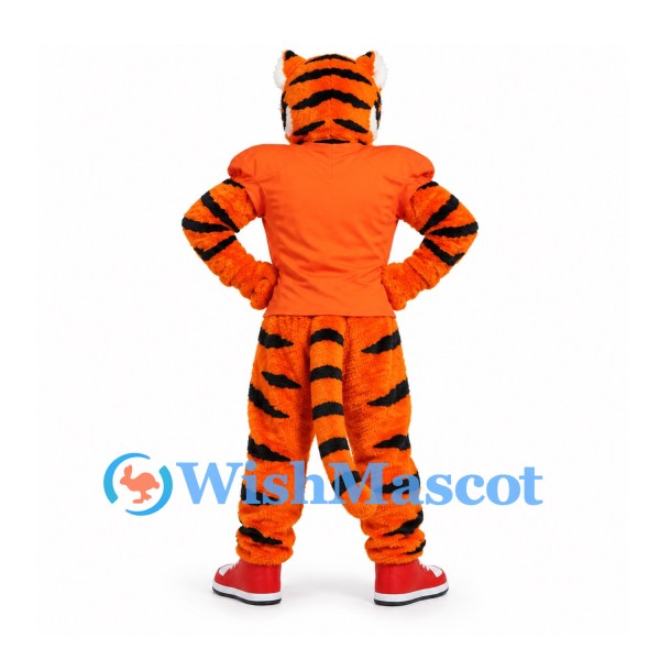 Tiger Mascot Costume in Orange with Matching Shirt and Striped Legs
