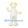 Dog Mascot Costume in Cream with Pale Yellow Ears and Paw Pads