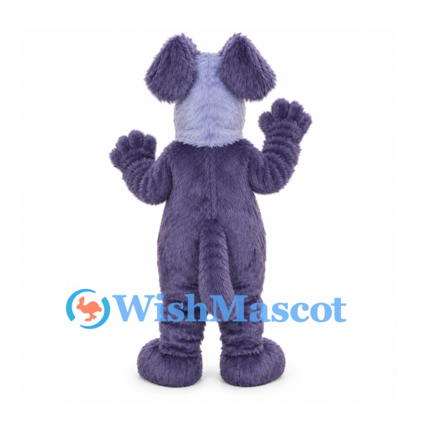 Dog Mascot Costume in Purple with Long Floppy Ears and Large Black Nose