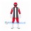 Red Superhero Mascot Costume with Black and White Striped Tunic