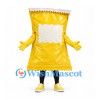 Snack Bag Mascot Costume in Yellow with Blank White Label Panel