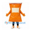 Snack Bag Mascot Costume in Orange with Blank White Label Panel