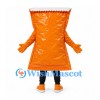 Snack Bag Mascot Costume in Orange with Blank White Label Panel