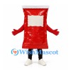 Snack Bag Mascot Costume in Red with Blank White Label Panel