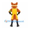 Fox Mascot Costume in Orange with Yellow Basketball Uniform and Headband