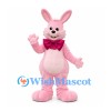Rabbit Mascot Costume in Pink with Burgundy Bow Tie
