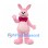 Rabbit Mascot Costume in Pink with Burgundy Bow Tie