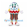 Easter Egg Mascot Costume with Green Spots and Rainbow Striped Shorts