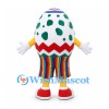 Easter Egg Mascot Costume with Green Spots and Rainbow Striped Shorts