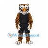 Tiger Mascot Costume with Black Basketball Uniform and White Paws