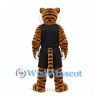 Tiger Mascot Costume with Black Basketball Uniform and White Paws
