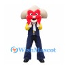 Cowboy Mascot Costume with Red Beard and Cream Hat and Navy Vest