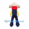 Cowboy Mascot Costume with Red Beard and Cream Hat and Navy Vest